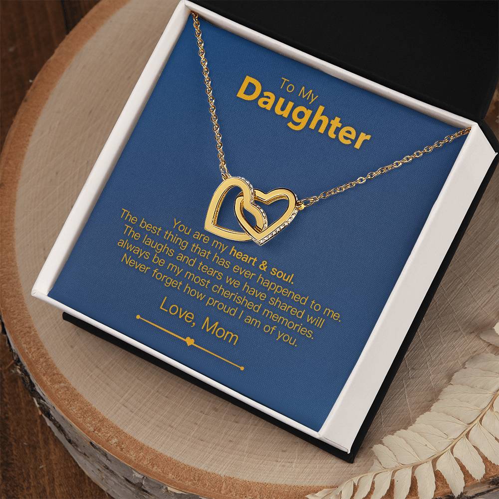 To My Daughter - Heart & Soul - Necklace Interlocking Hearts Necklace