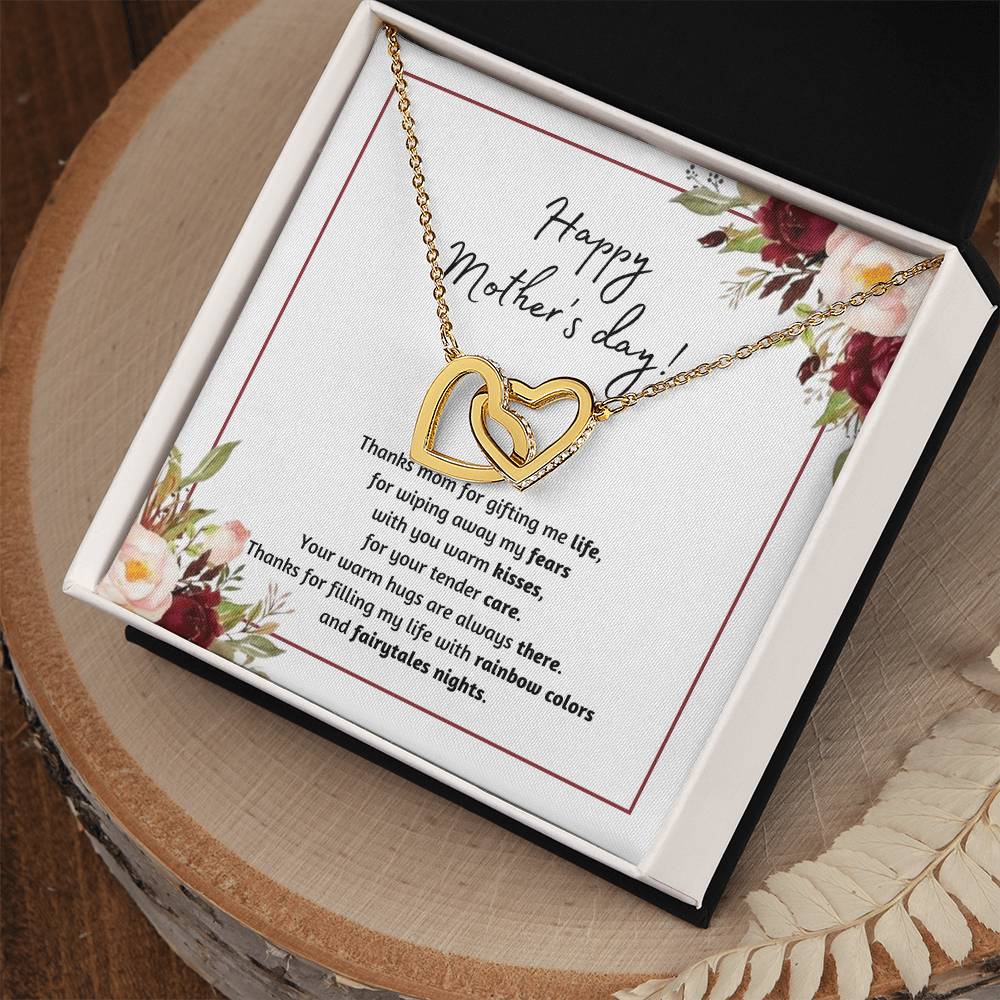 Happy Mothers Day! Thanks Mom For Gifting Me Life Interlocking Hearts Necklace