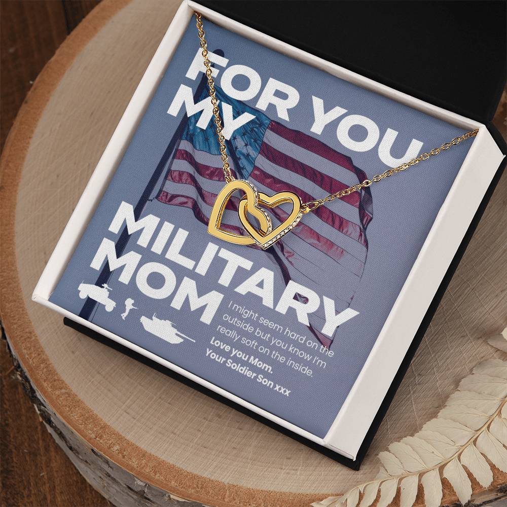 Soldier Son To Mom Double Heart Necklace Made In 🇺🇸 Interlocking Hearts Necklace