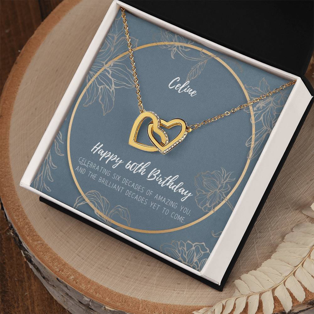 60Th Birthday Interlocking Hearts Necklace