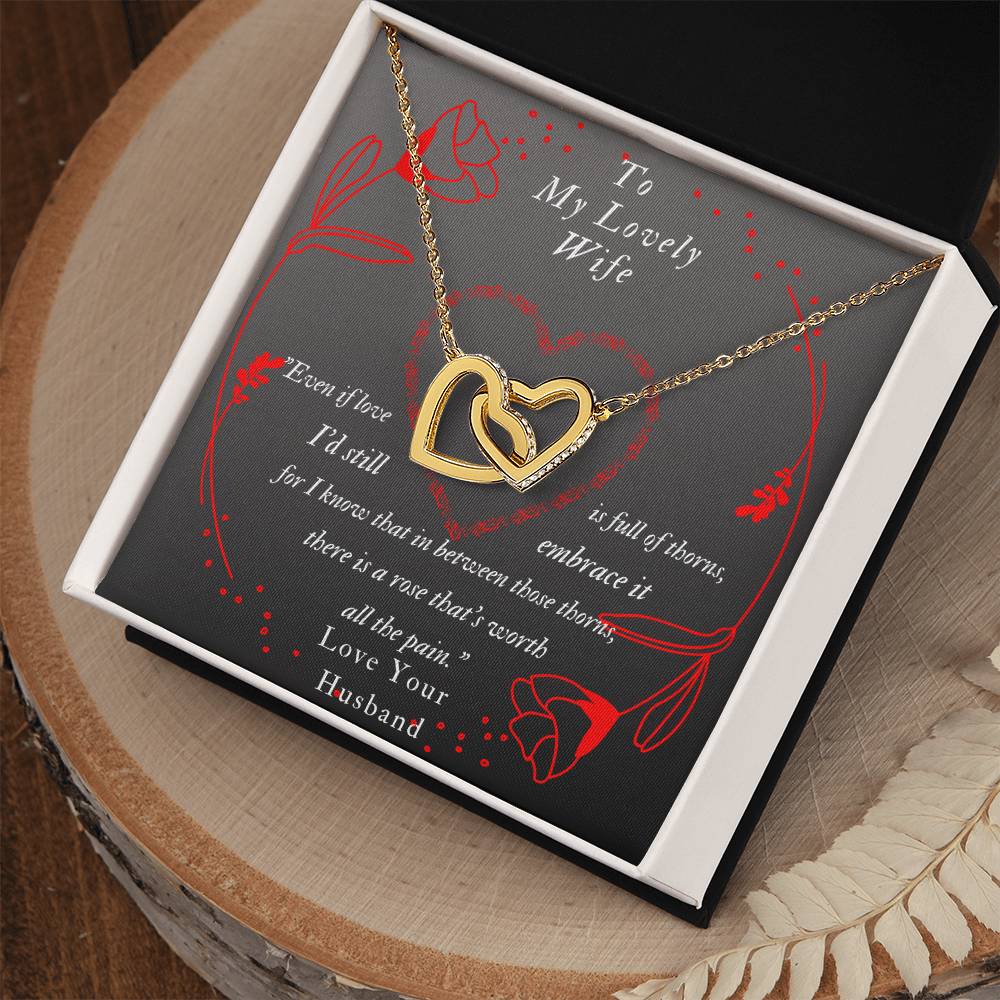 To My Lovely Wife-Two Interlocked Heart Necklace Pendant Interlocking Hearts Necklace