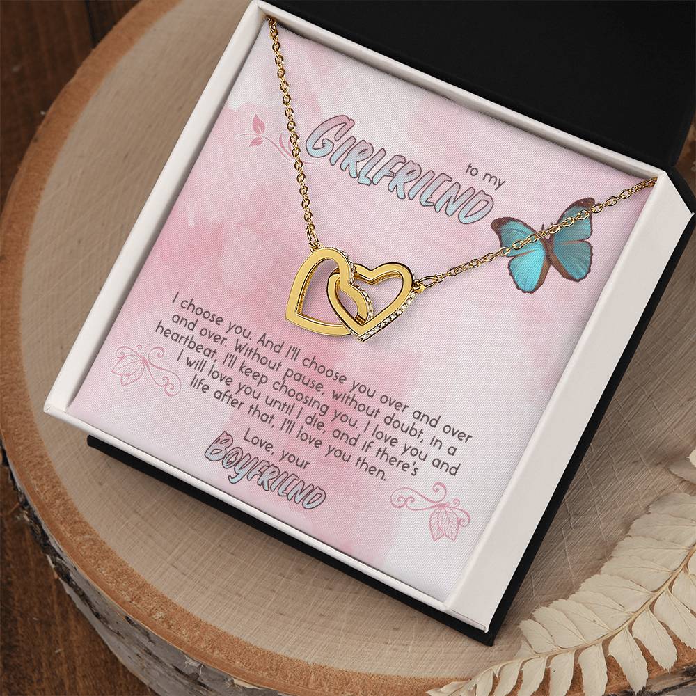 Gift For Girlfriend Interlocking Hearts Necklace