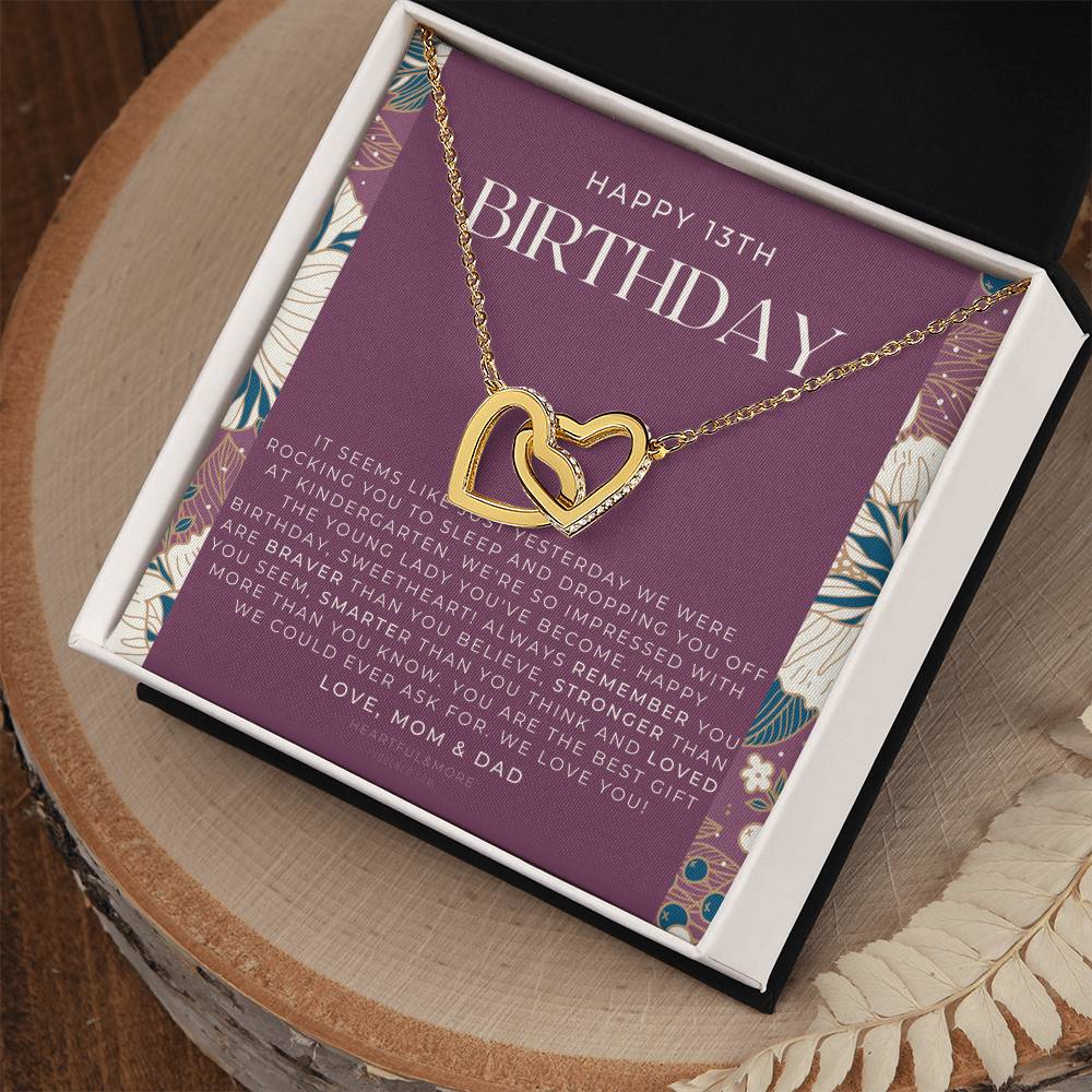 Gift For 13 Year Old Girl Gifts 13Th Birthday Girl 13Th Birthday Gift Thirteenth Birthday Necklace Teen Birthday Gift Official Teenager Interlocking Hearts Necklace