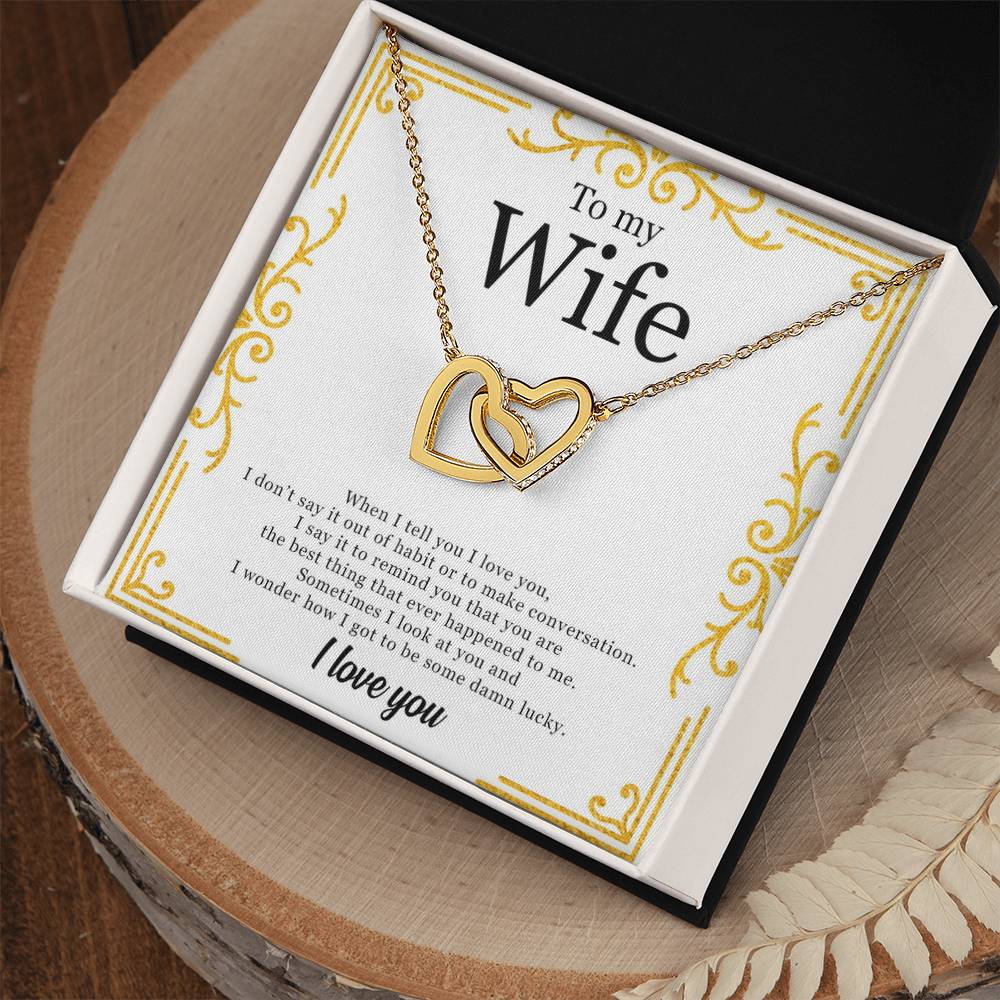 To My Wife - Two Hearts In Love Interlocking Hearts Necklace