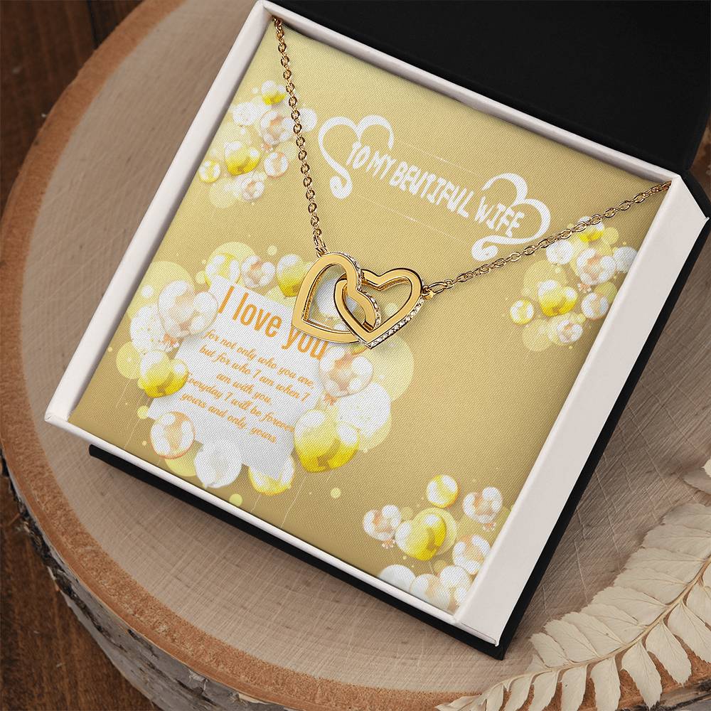 To Wife Interlocking Hearts Necklace