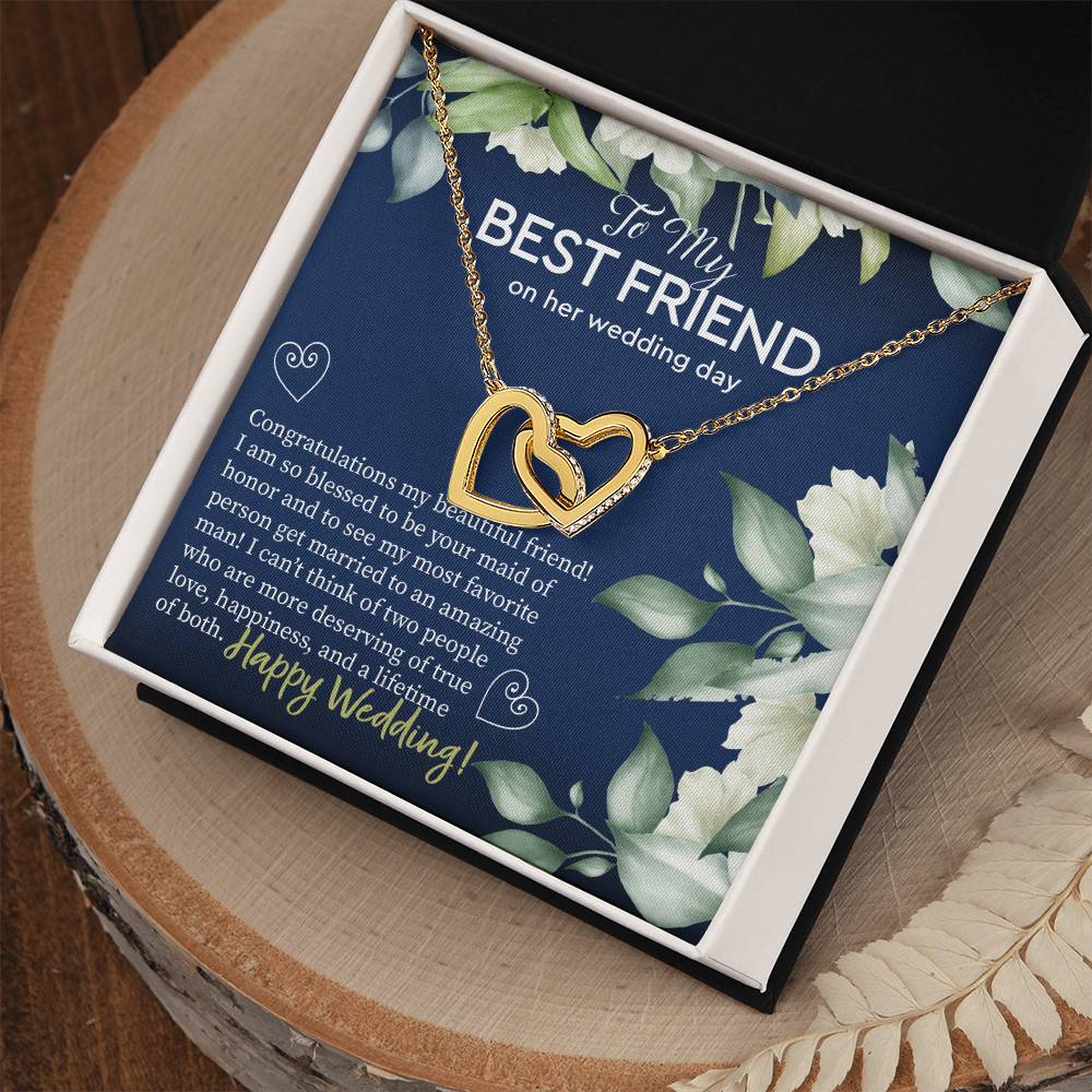Gift To Best Friend On Wedding Wedding Gift To Friend From Maid Of Honor Maid Of Honor Gift To Bride Besties Necklace Gift Interlocking Hearts Necklace