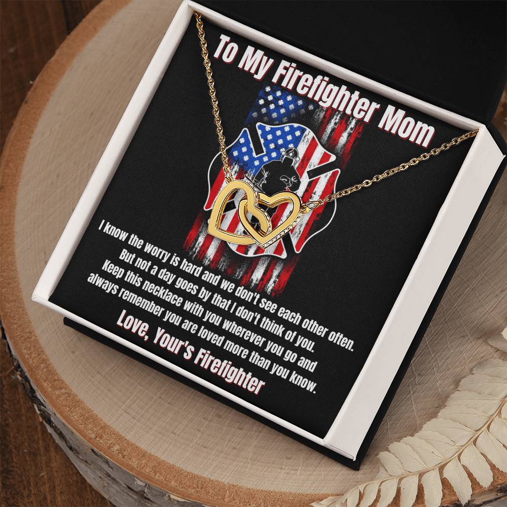 To My Firefighter Mom Necklace Interlocking Hearts Necklace