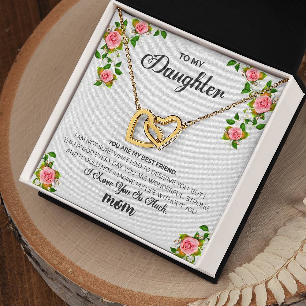 To My Daughter - I Love You So Much Necklace Interlocking Hearts Necklace