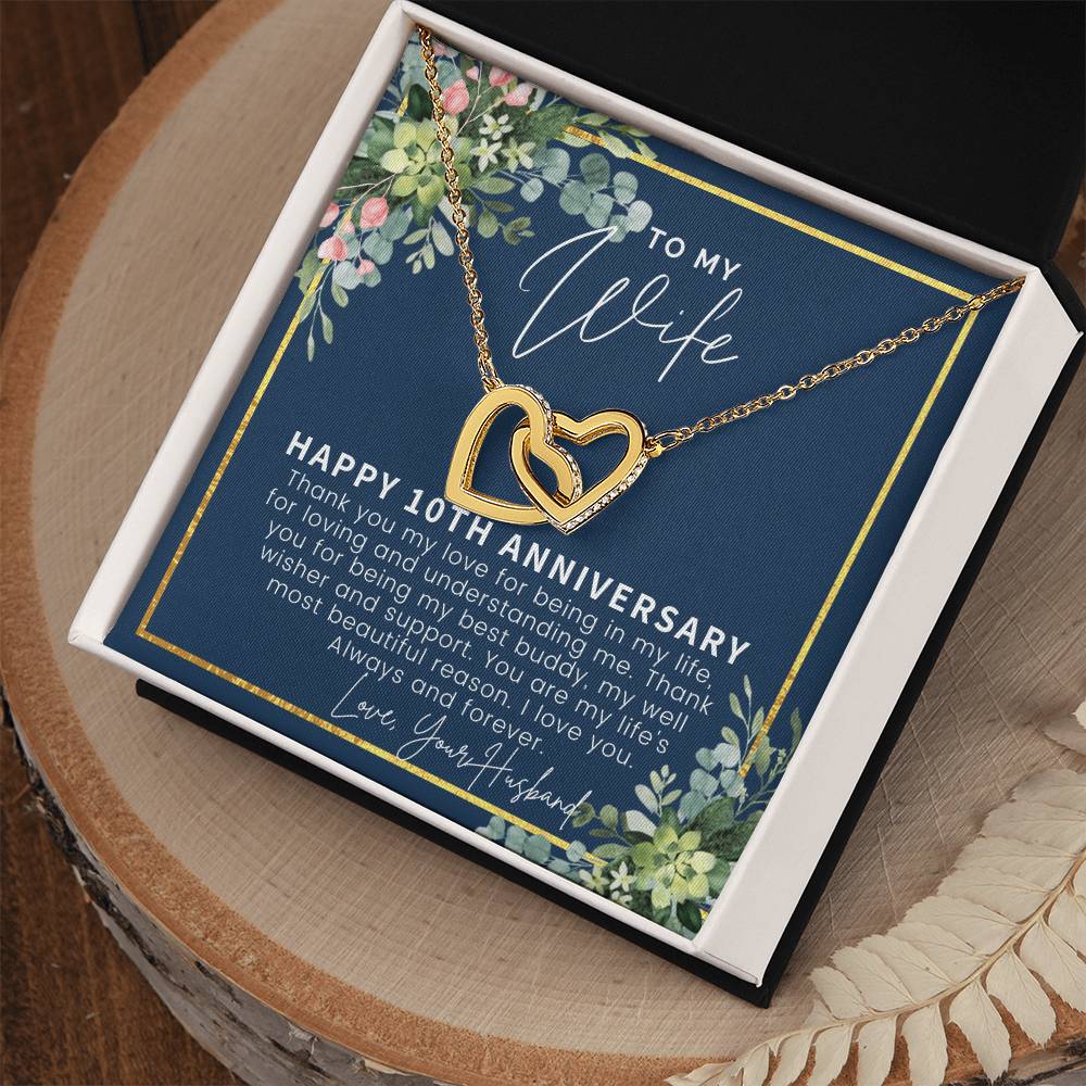 10 Year Anniversary Gift For Wife 10 Year Anniversary Gifts 10Th Wedding Anniversary Gift For Her Interlocking Hearts Necklace