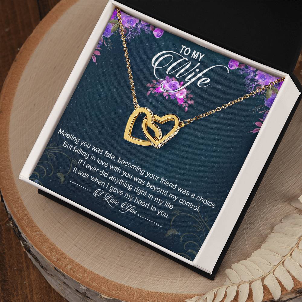 To My Wife Interlocking Hearts Necklace Message Card