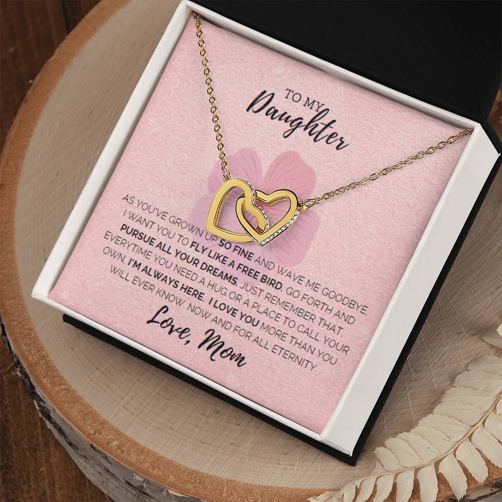 To My Daughter-I Love You Interlocking Hearts Necklace