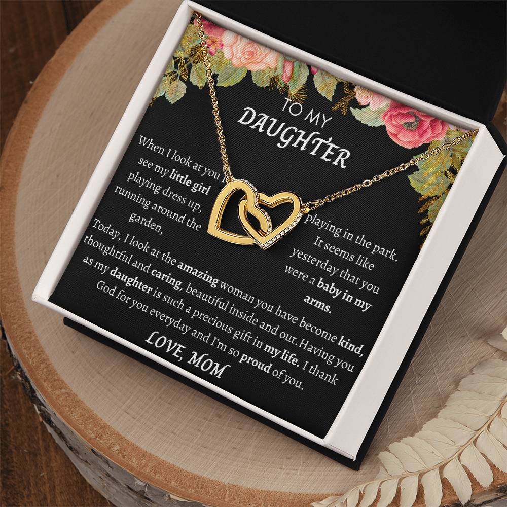 To My Daughter Interlocking Hearts Necklace