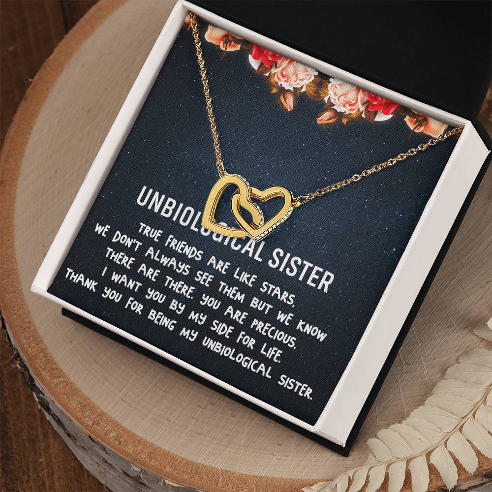 Unbiological Sister Necklace Soul Sister Best Friend Gift Step Sister Gift Interlocking Hearts Necklace