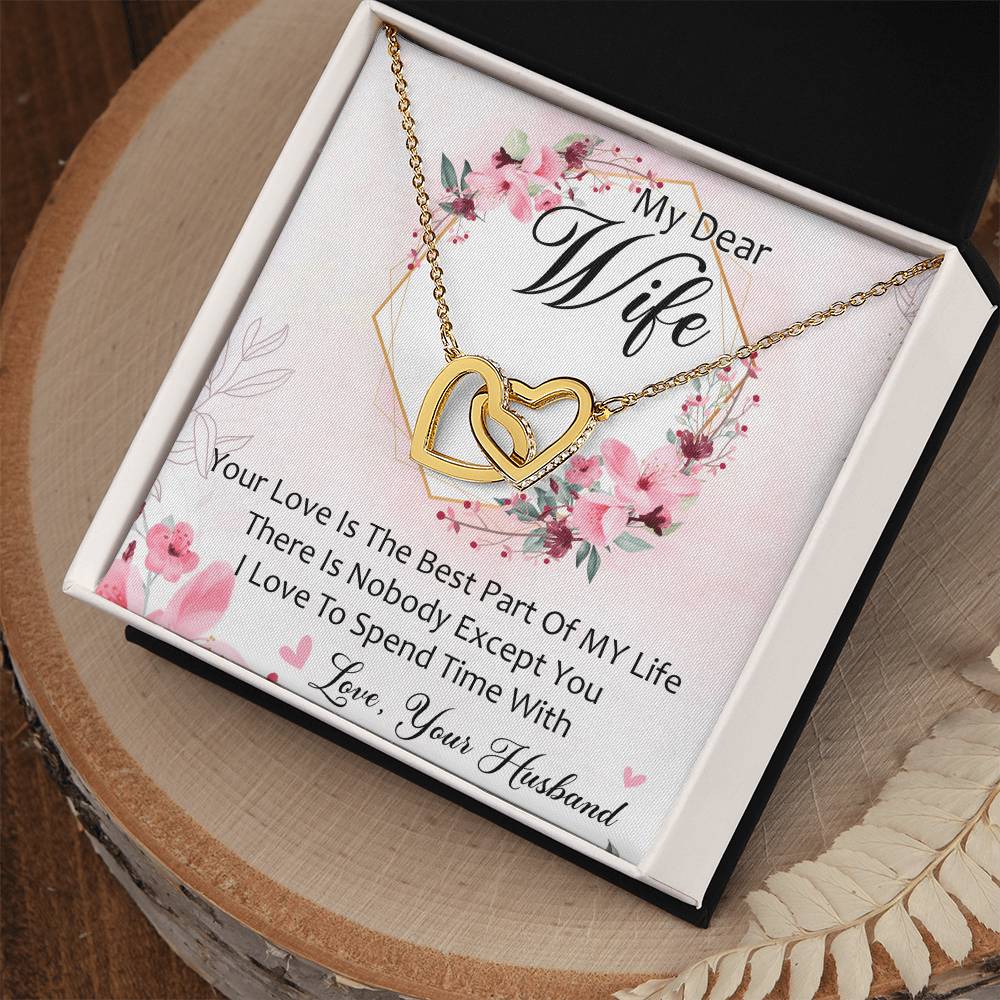 My Dear Wife Interlocking Hearts Necklace Message Card