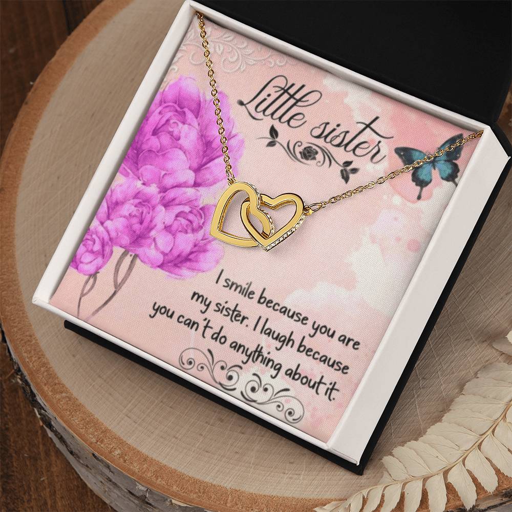To My Little Sister Necklace Interlocking Hearts Necklace