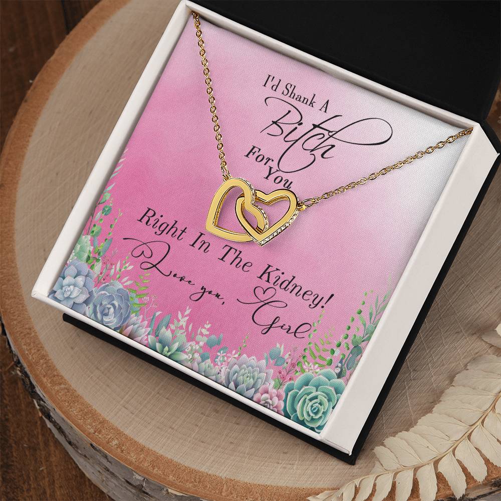 Interlocked Hearts Necklace Gift For Best Friendsister - Funny Message Card - Great Birthday Day Gift Interlocking Hearts Necklace