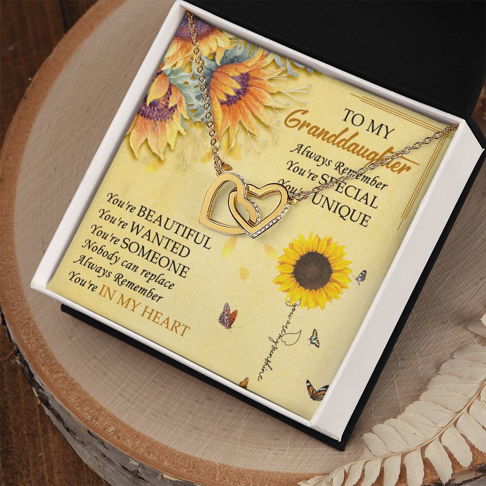 To My Granddaughter Interlocking Hearts Necklace Message Card