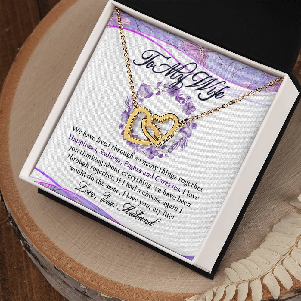 To My Wife Interlocking Hearts Necklace Message Card