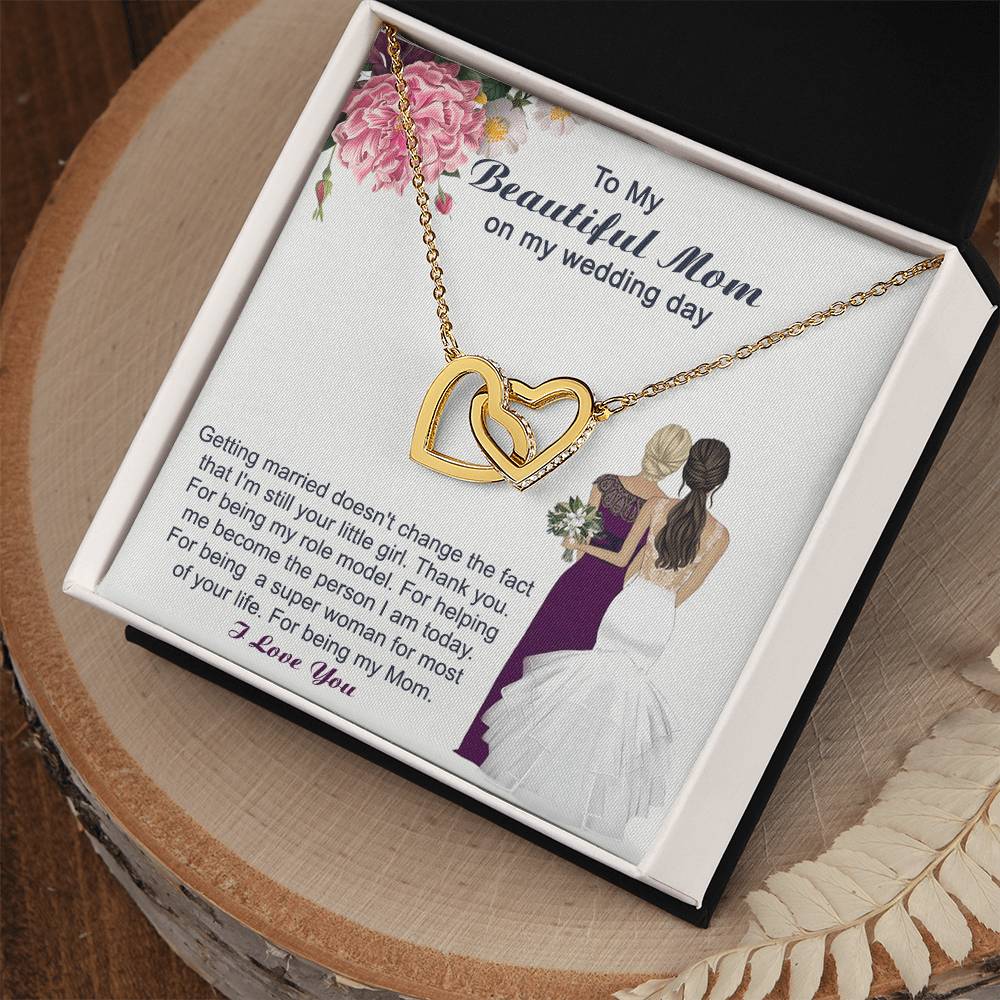 Mom Wedding Gift From Bride Mother - Necklace Interlocking Hearts Necklace