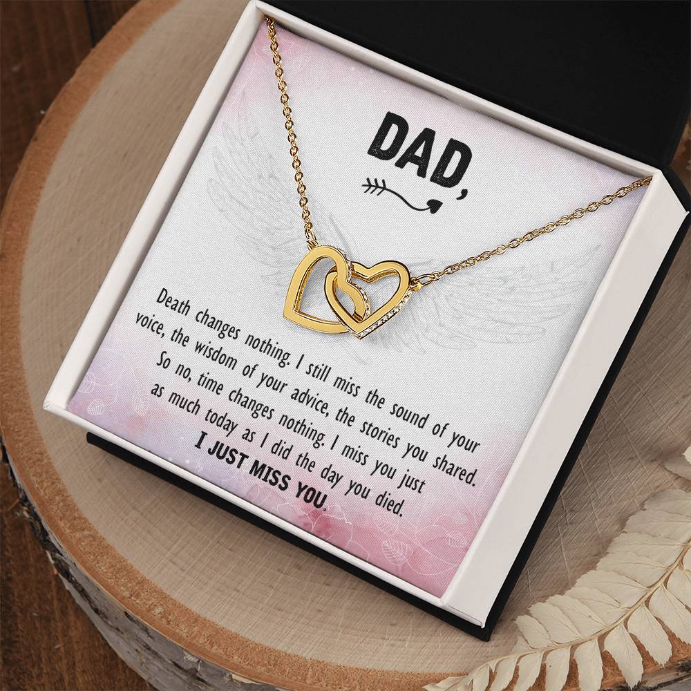 Personal Father Memorial Remember Dad Necklace Gift For Loss Dad Angel Wing Condolence Jewelry Grieving Friend Gift Interlocking Hearts Necklace