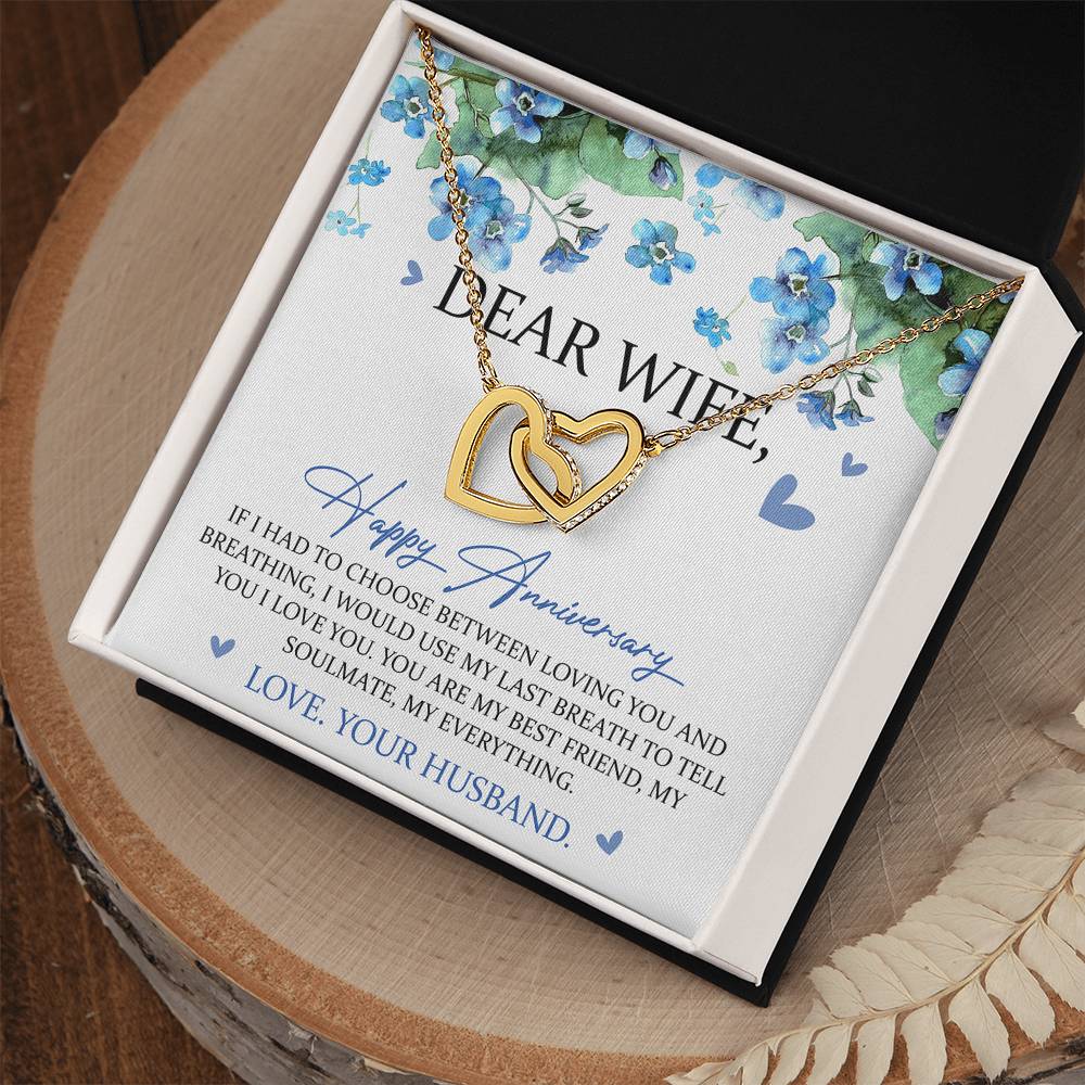 Dear Wife Happy Anniversary Interlocking Hearts Necklace Wedding Anniversary Gift