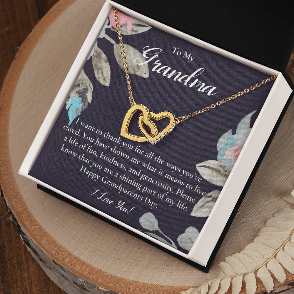 Gift For Grandma Necklace Grandmother Birthday Gift From Granddaughtergrandson To My Grandma Necklace Gift Grandmother Gift Grandparents Day Gift Interlocking Hearts Necklace