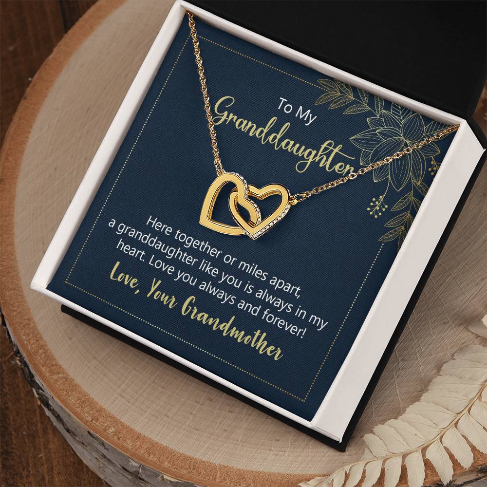 To My Granddaughter Heart Necklace Interlocking Hearts Necklace