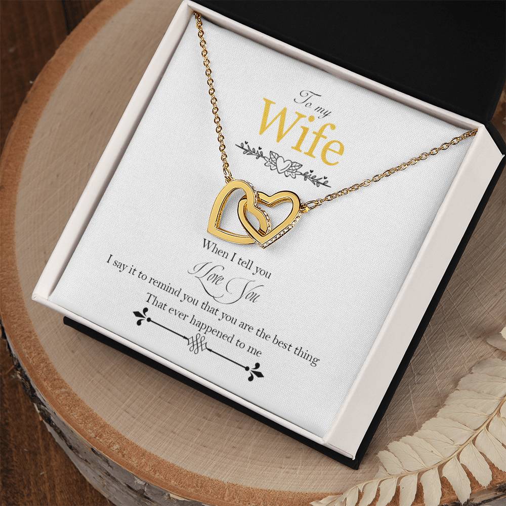 To My Wife - Love Card And Necklace Gbc Interlocking Hearts Necklace