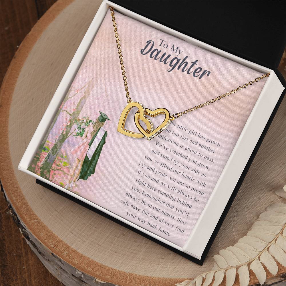 To My Daughter Interlocking Hearts Necklace