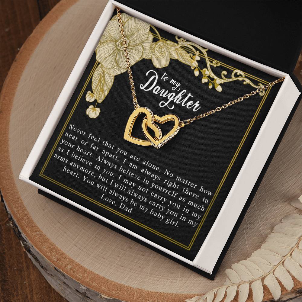 To My Daughter Love Dad Interlocking Hearts Necklace