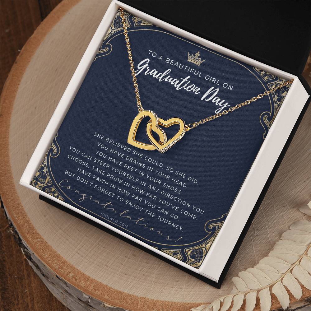 Graduation Gift Necklace For Daughter College Graduation Gift For Her High School Senior Graduation Mba Phd Master Class Of Interlocking Hearts Necklace