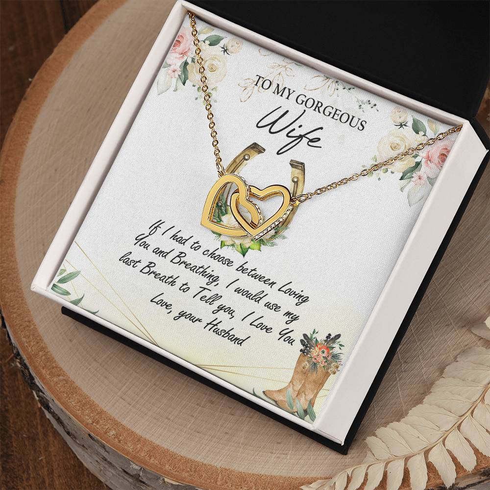 To My Gorgeous Wife Interlocking Hearts Necklace Mother'S Day Message Card