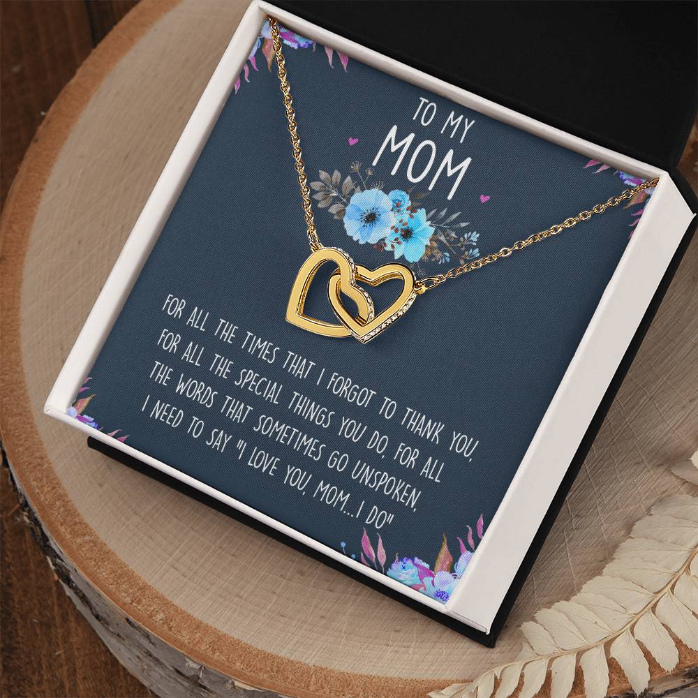 To My Mom Interlocking Hearts Necklace Message Card