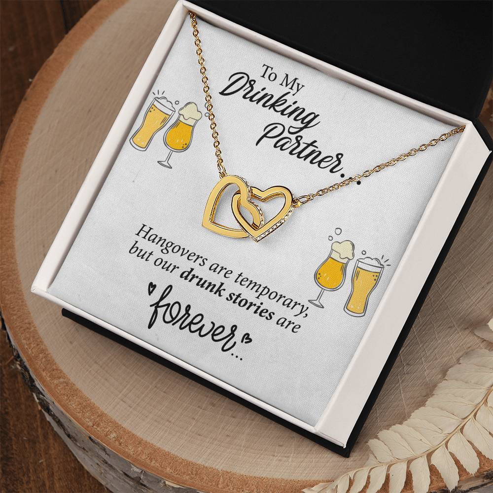 To My Beer Drinking Partner Interlocking Hearts Necklace