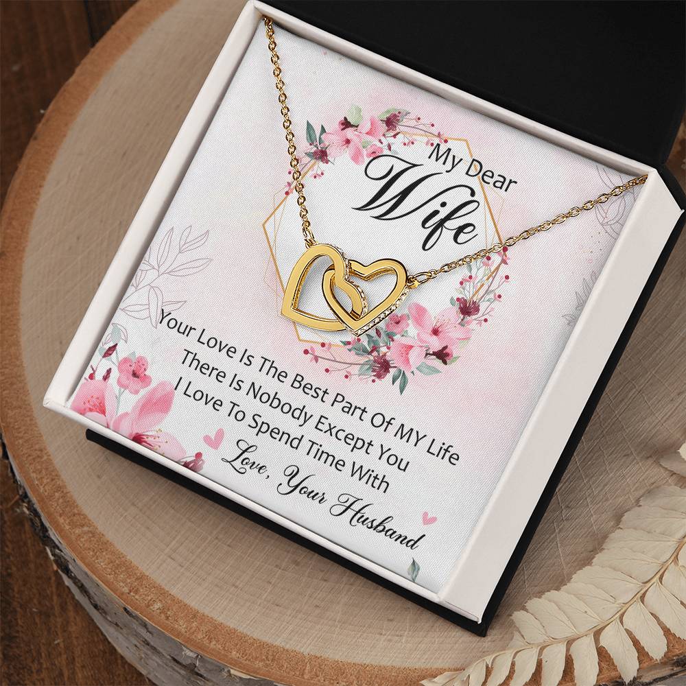 My Dear Wife I Love To Spend Time With You Interlocking Hearts Necklace