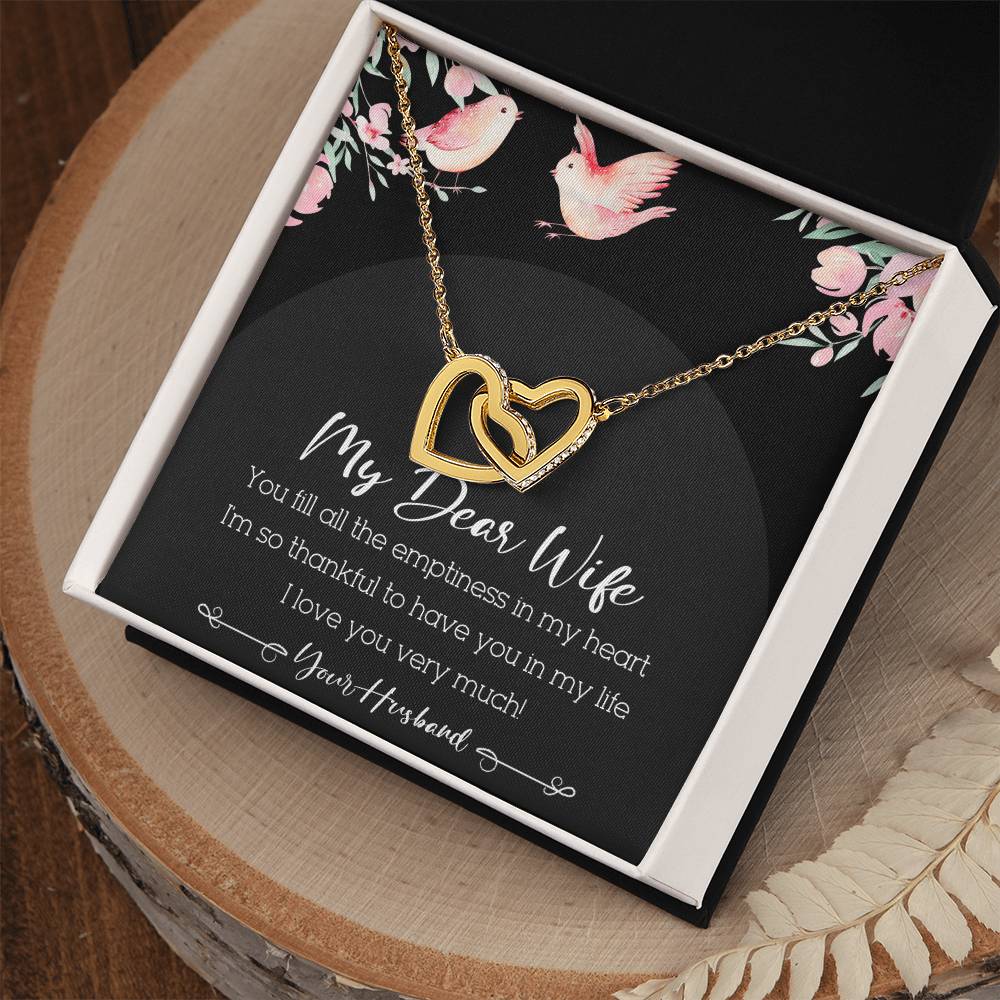 My Dear Wife Interlocking Hearts Necklace Message Card