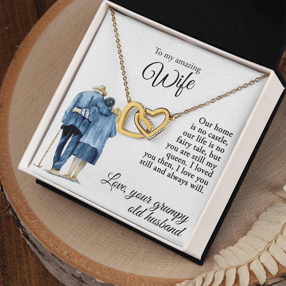 To My Amazing Wife - Love Your Grumpy Old Husband - Necklace Interlocking Hearts Necklace