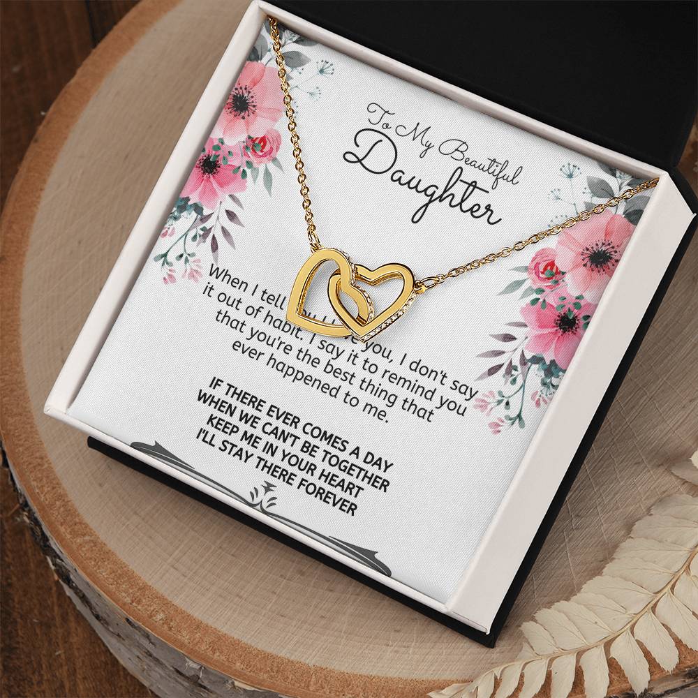 To My Daughter-Interlocking Hearts Necklace