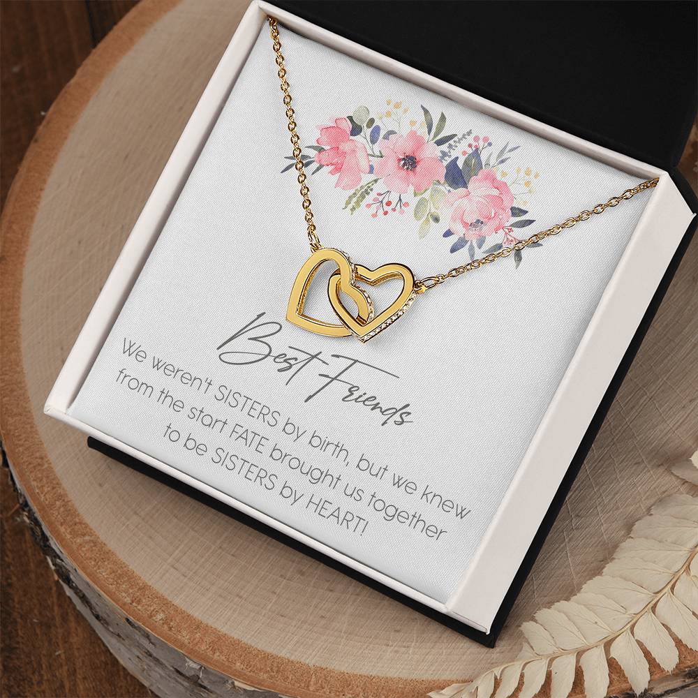 Best Friends Sister Interlocking Hearts Necklace Birthday Message Card Gift