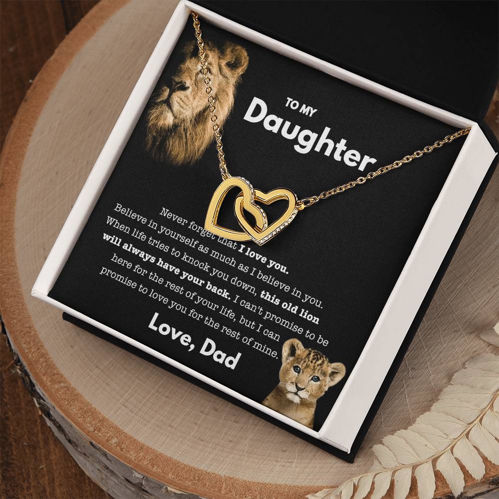 To My Daughter - Old Lion - Necklace Interlocking Hearts Necklace