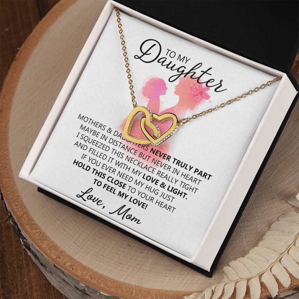 To My Daughter - Unique Interlocking Hearts Binding Necklace Gift Set Interlocking Hearts Necklace