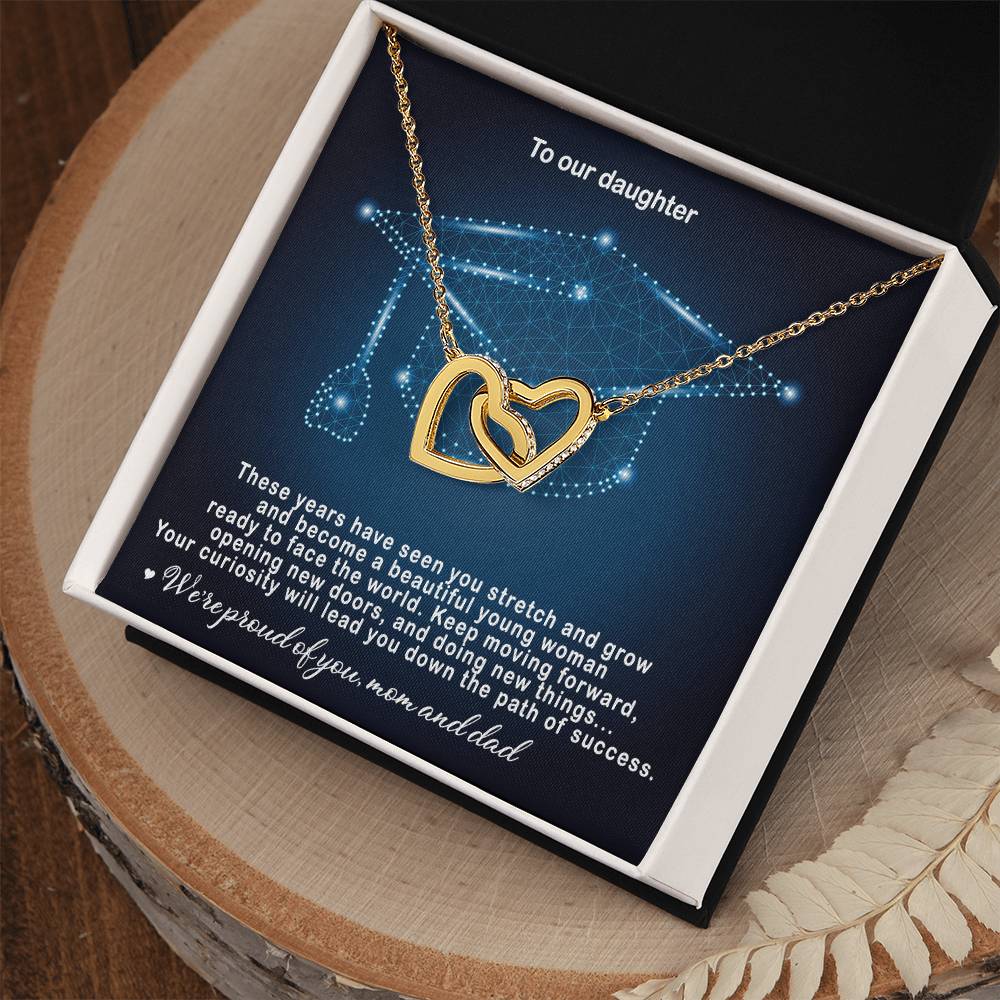 Hey Parents! Beautiful Graduation Gift - Unique Necklace Interlocking Hearts Necklace