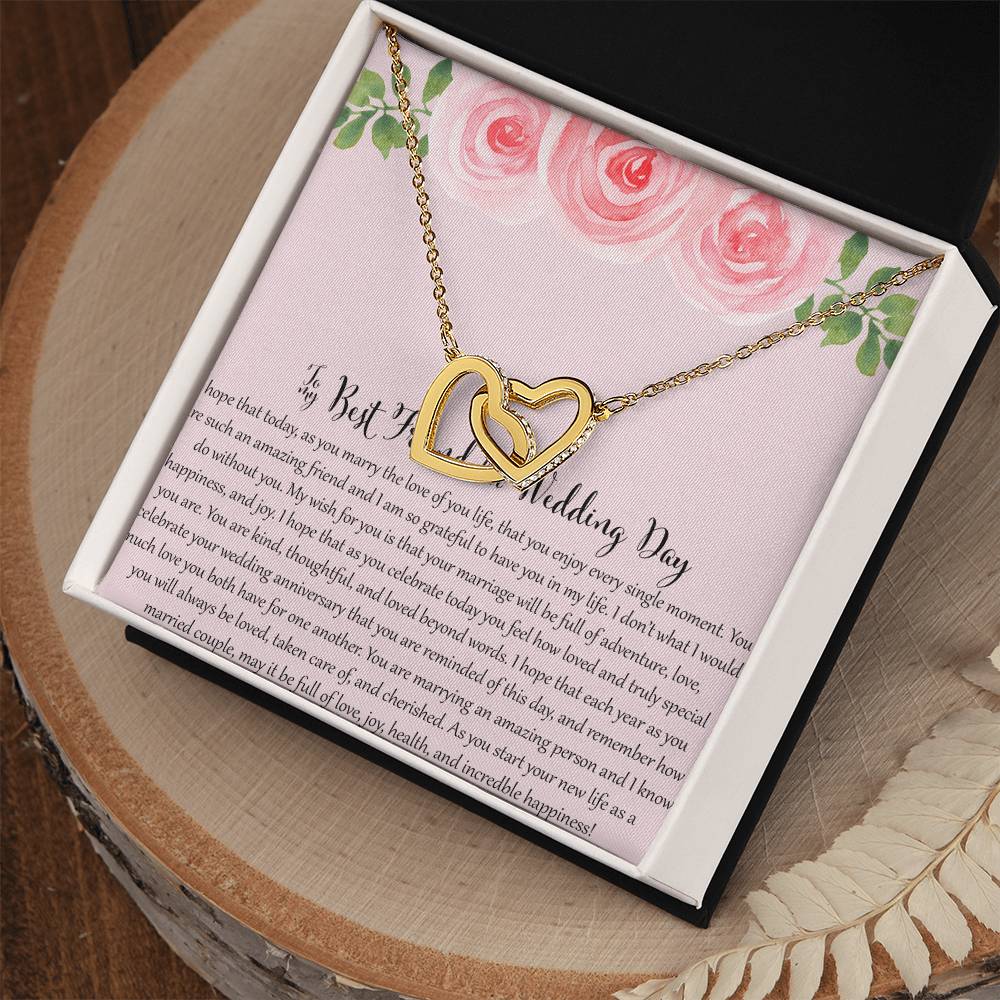 To My Bestfriend On Her Wedding Day - Floral Interlocking Hearts Necklace