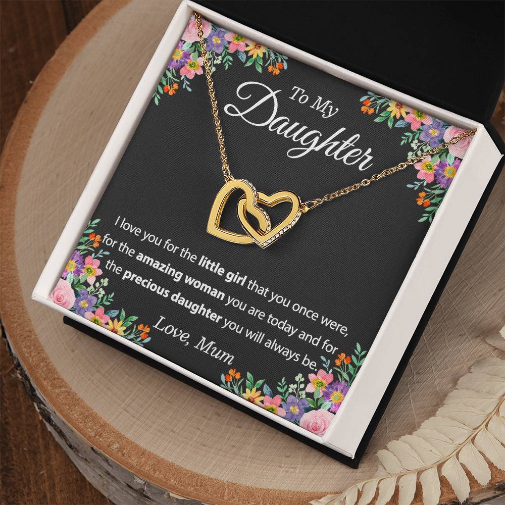 To My Daughter Necklace From Mum - To My Daughter Necklace From Dad Interlocking Hearts Necklace