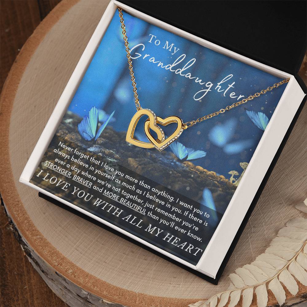 To My Granddaughter Butterfly Necklace - A Unique Gift She Can Cherish Forever Interlocking Hearts Necklace