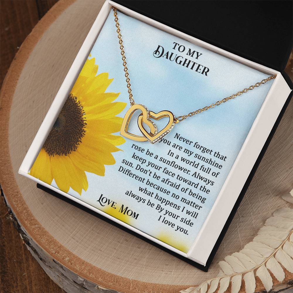 To My Daughter - No Matter What I Will Always Be By Your Side - Necklace Interlocking Hearts Necklace