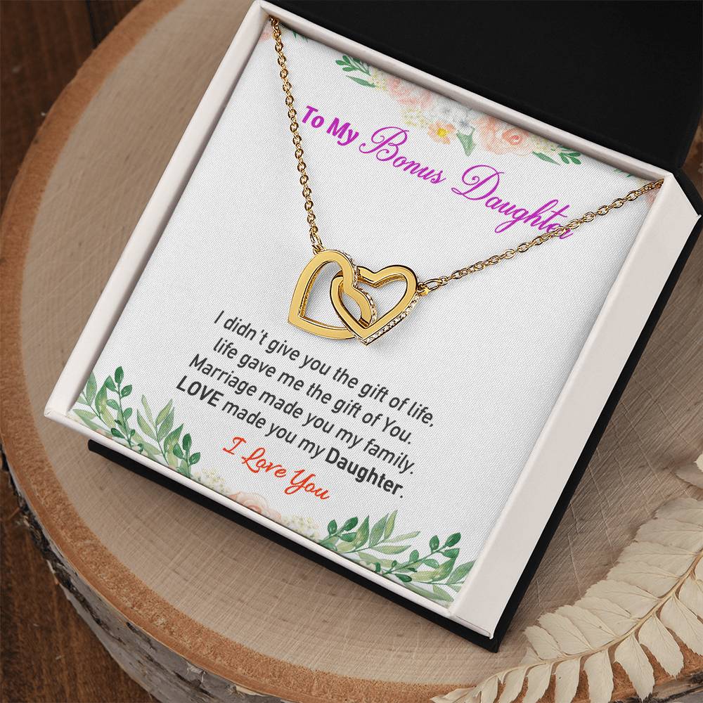 Love My Bonus Daughter Interlocking Hearts Necklace