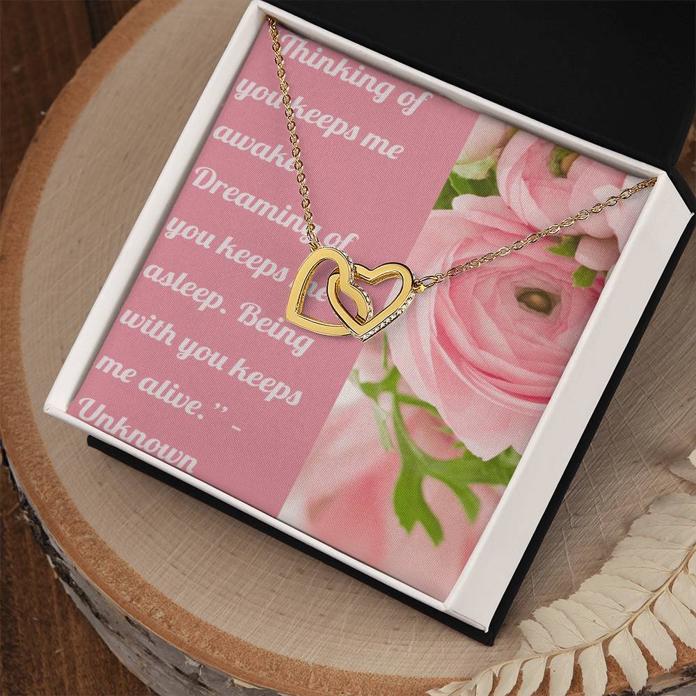 Ike Mens ProductionLove Quote Jewelry Interlocking Hearts Necklace