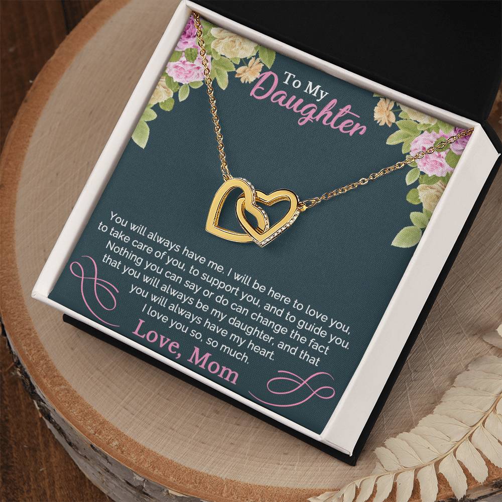 To My Daughter Necklace From Mom Interlocking Hearts Necklace
