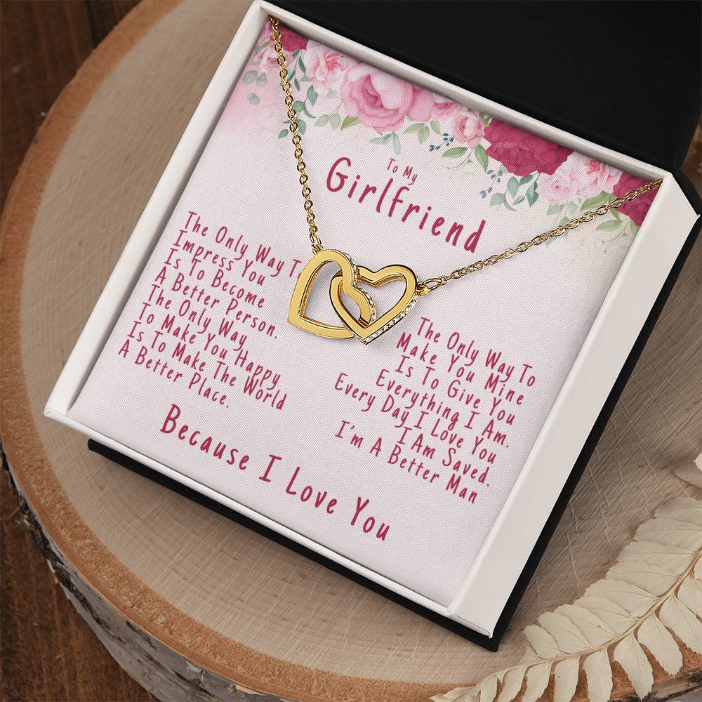 To My Girlfriend Valentine'S Day Because I Love You - Interlocking Heart Necklace Interlocking Hearts Necklace